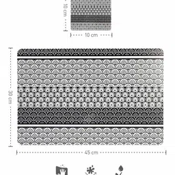 OBSESSIONS Black & Grey 12 Pieces Printed Rectangular Table Placemats with Coasters image 4
