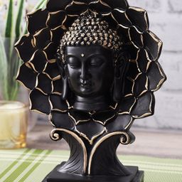 CraftVatika Black & Copper-Toned Buddha Head On Tree Idol Polyresin Statue Showpiece-image-42