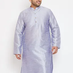 VASTRAMAY Men Plus Size Mandarin Collar Silk Kurta-23