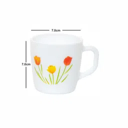 Cello White & Yellow Set of 12 Dishwasher & Microwave Safe Opalware Glossy Mugs 180ml Each image 4