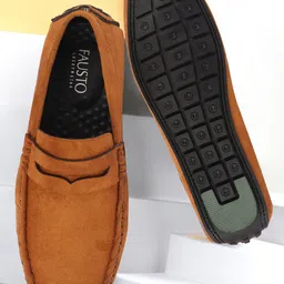 FAUSTO Men Lightweight Suede Penny Loafers-picture-11
