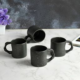 CLIO'S HERITAGE STORE Black Printed Ceramic Glossy Cups Set of Cups and Mugs-27