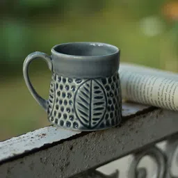 WEAVING HOMES Grey Textured Ceramic Glossy Cups Set of Cups and Mugs-52