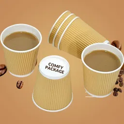 COMFY PACKAGE Brown & White 100 Pieces Textured Plastic Matte Cups  130ml-image-84