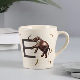 India Circus by Krsnaa Mehta Brown & White Printed Stoneware Glossy Mug 300 ml-31