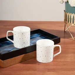 Living scapes by Pantaloons 2 Pcs White & Golden Printed Bone China Cups - 200 ML Each-2