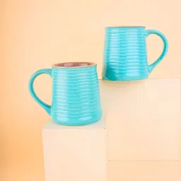 WEAVING HOMES Blue Hand Painted Solid Ceramic Glossy Mugs Set of Cups and Mugs-image-24