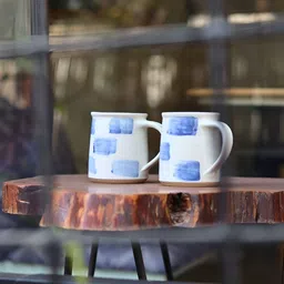WEAVING HOMES Blue & White Hand Painted Printed Ceramic Glossy Mugs Set of Cups and Mugs-19