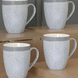 The Earth Store Grey 4 Ps Printed Microwave Safe Glossy Finish Ceramic Mugs 280 ml Each-4