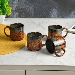 CLIO'S HERITAGE STORE Green & Grey Handcrafted Printed Ceramic Glossy Cups Set of Cups and Mugs-image-30