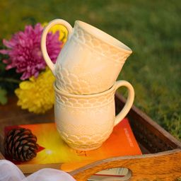WEAVING HOMES White Hand Painted Solid Ceramic Glossy Mugs Set of Cups and Mugs-17