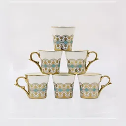 Femora Blue & Beige 6 Pieces Printed Ceramic Glossy Mugs 180 ml-picture-32