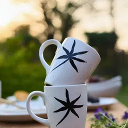 WEAVING HOMES White & Black Hand Painted Printed Ceramic Glossy Mugs Set of Cups and Mugs-image-89