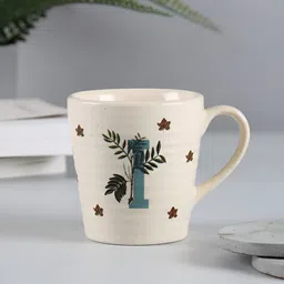 India Circus by Krsnaa Mehta Beige & White Floral Printed Stoneware Glossy Mug 300 ml-20