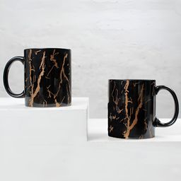 The Earth Store Black 2 Pcs Printed Microwave Safe Glossy Finish Ceramic Mugs 370 ml Each-10