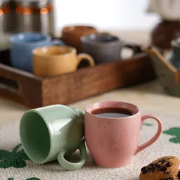 Aura Grey & Blue Textured Ceramic Glossy Mugs Set of Cups and Mugs-53