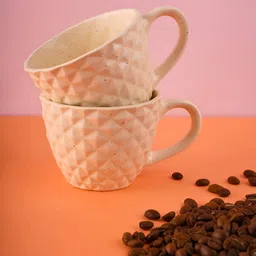 WEAVING HOMES White Hand Painted Solid Ceramic Glossy Mugs Set of Cups and Mugs-16