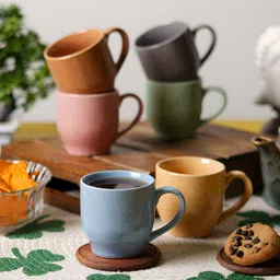 CDI Green & Blue 6 Pieces Textured Ceramic Glossy Mugs 150ml Each-22