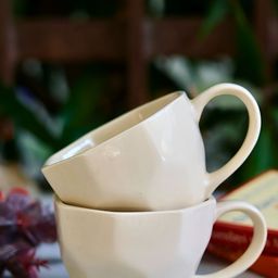 WEAVING HOMES White Solid Ceramic Glossy Cups Set of Cups and Mugs-13