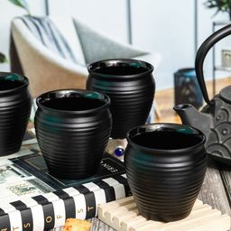 Servewell Black 4 Pieces Textured Melamine Matte Kulladhs-image-44