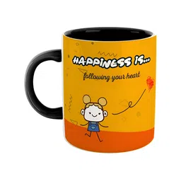 ARTBUG Black & Mustard Printed Ceramic Glossy Mug 350 ml-43