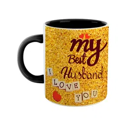 ARTBUG Black & Yellow Printed Ceramic Glossy Mug 350 ml-6