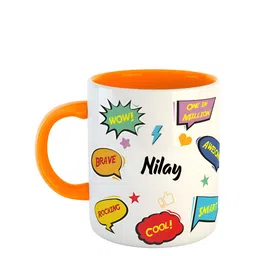 ARTBUG Orange & White Printed Ceramic Microwave safe Glossy Mug 350 ml-4
