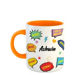 ARTBUG Orange & White Dishwasher and Microwave Safe Printed Ceramic Glossy Mug 350 ml-image-15