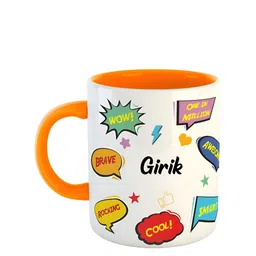 ARTBUG Orange & White Dishwasher and Microwave Safe Printed Ceramic Glossy Mug 350 ml-image-12