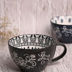 MARKET99 Blue Floral Printed Ceramic Glossy Cups 480 ml-26