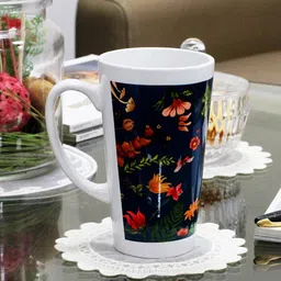 KOLOROBIA White & Blue Printed Ceramic Glossy Irish Mug 425 ml-46