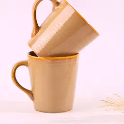 WEAVING HOMES Cream-Coloured & Yellow Hand Painted Solid Ceramic Glossy Mugs Set of Cups and Mugs image 3