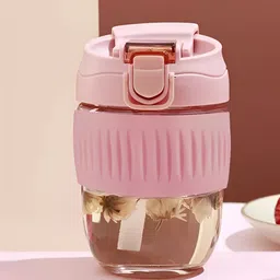 Wosta Pink Stainless Steel Core Transparent Solid Coffee Mug 350ML-11