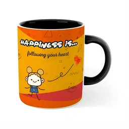 ARTBUG Black & Mustard Printed Ceramic Glossy Mug 350 ml image 2