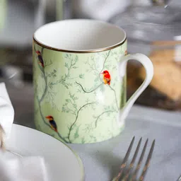 Perenne Design Green & Red Printed Bone China Matte Mugs 425 ml image 3