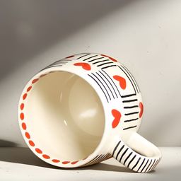 MODEFE White & Red Printed Ceramic Glossy Cups Set of Cups and Mugs image 2