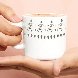 Larah by BOROSIL Grey & White 12 Pcs Printed Opalware Matte Mugs - 180 ML Each image 2