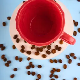 WEAVING HOMES Red Hand Painted Textured Ceramic Glossy Mugs Set of Cups and Mugs image 4