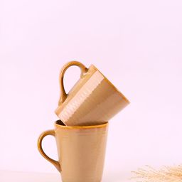 WEAVING HOMES Cream-Coloured & Yellow Hand Painted Solid Ceramic Glossy Mugs Set of Cups and Mugs image 2