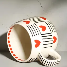 MODEFE White & Red Printed Ceramic Glossy Cups Set of Cups and Mugs image 4