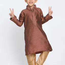 JBN Creation Boys Ethnic Motif Woven Design Mandarin Collar Kurta With Pyjamas-18
