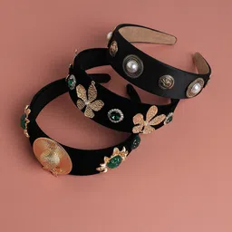 SOHI Sophisticated Glam Set of 3 Embellished Hairband-image-12