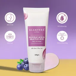 GLAMVEDA Glycolic Acid & Salicylic Acid Anti Acne Pore Care Peel off Mask - 100g-13
