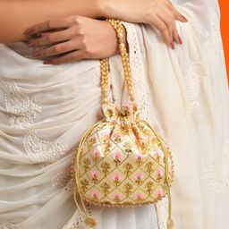 Lavie Amara Gold-Toned & Pink Round Potli-51