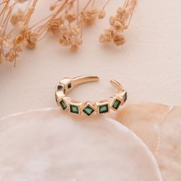 SWASHAA Gold-Plated Artificial Stones-Studded Square-Design Finger Ring-image-71