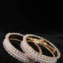 NMII Set Of 2 Pearls & Zircon Studded Bangles image 1