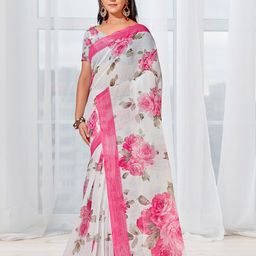 Anouk Floral Printed Linen Blend Saree-image-62