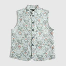 CAVIO Boys Printed Pure Cotton Nehru Jacket-40