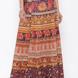 SOUNDARYA Printed Pure Cotton Wrap Maxi Skirt-picture-22