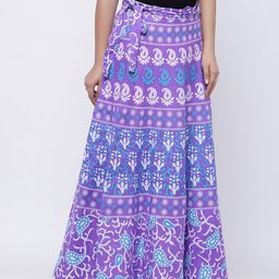 SOUNDARYA Printed Pure Cotton Wrap Maxi Skirt-image-95
